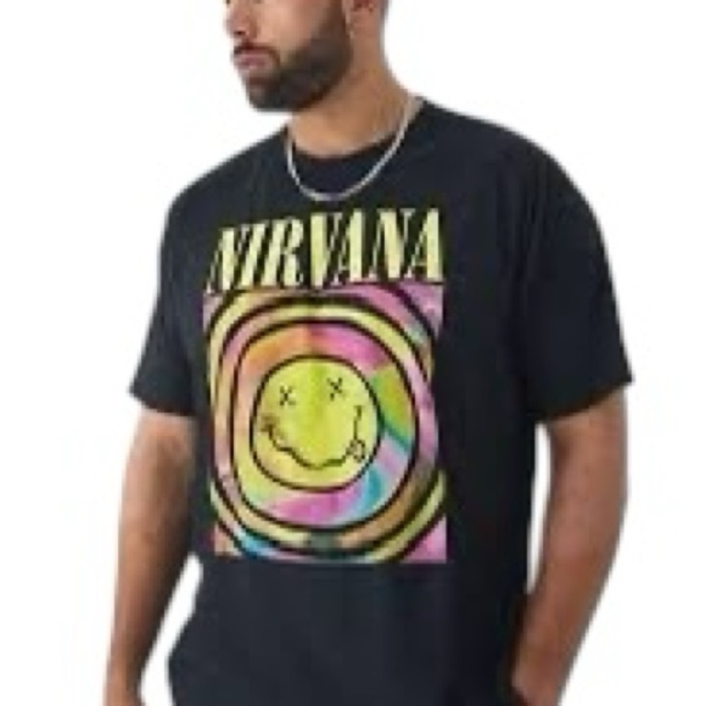 NIRVANA Black Tee with Psychedelic Graphic Size XL